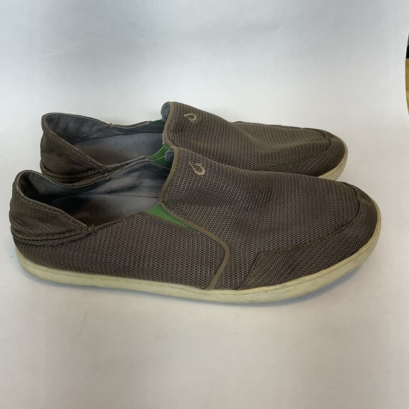 Men\'s sz‎ 13 M OluKai Nohea Mesh Mustang Brown Lime Peel Shoes Loafer